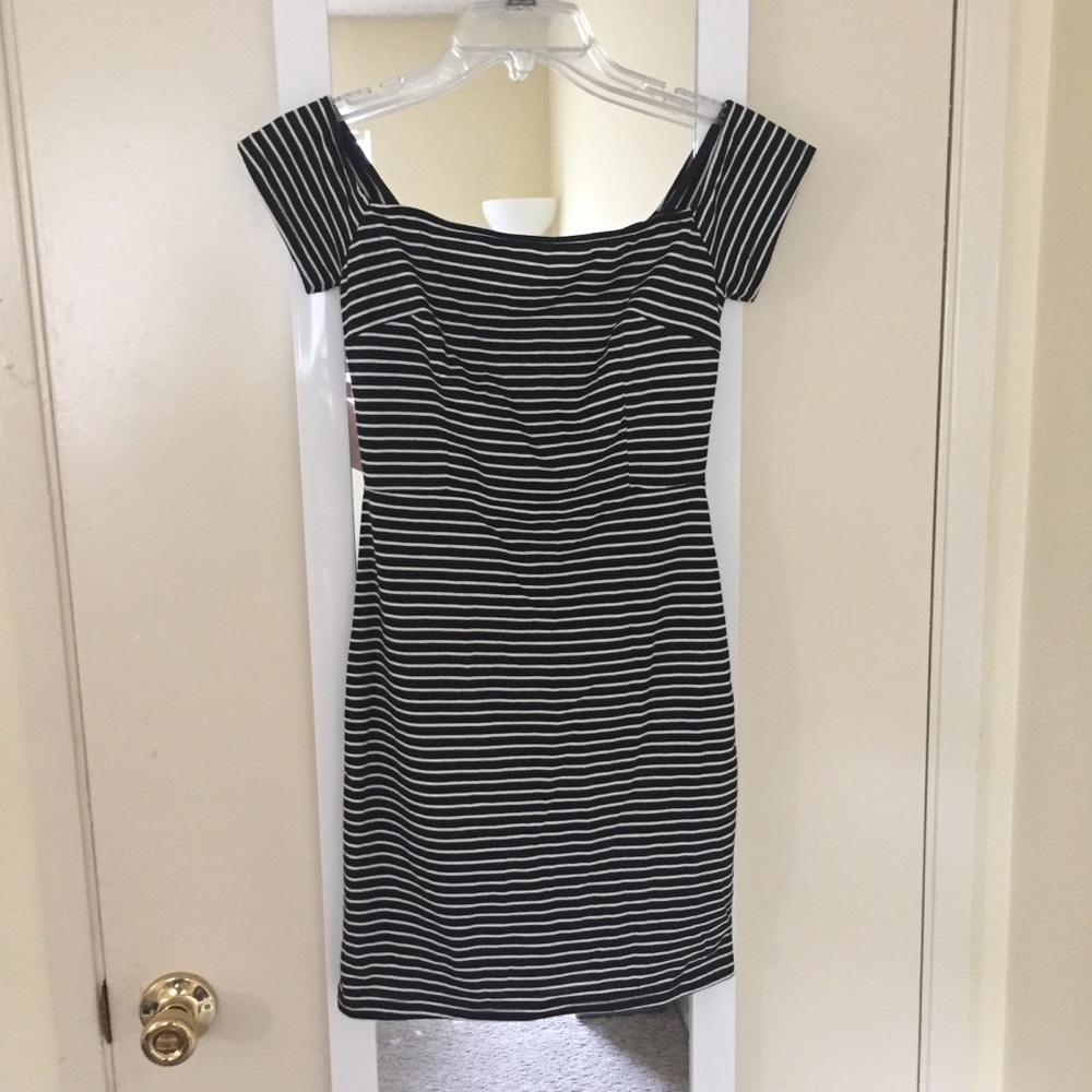 Black and White Striped Bodycon Dress